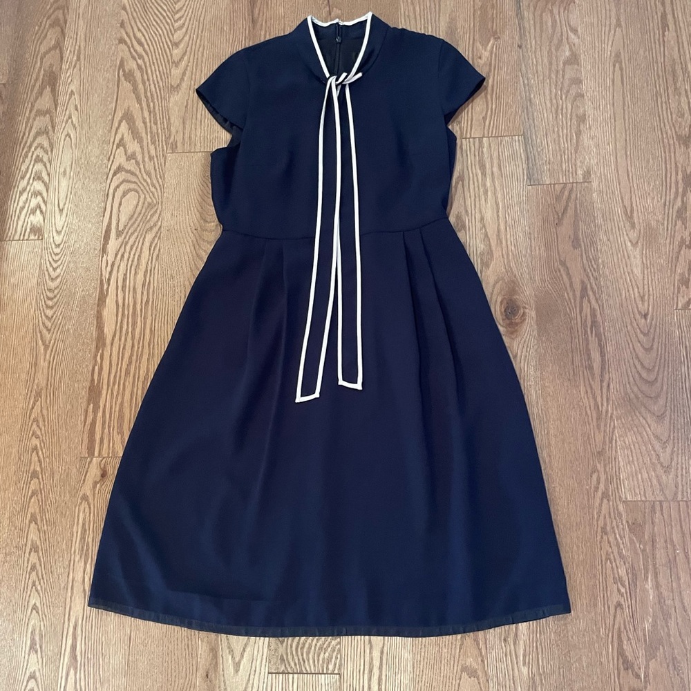 J Crew Bow Tie Neck Dress 365 Crepe Cap Sleeve